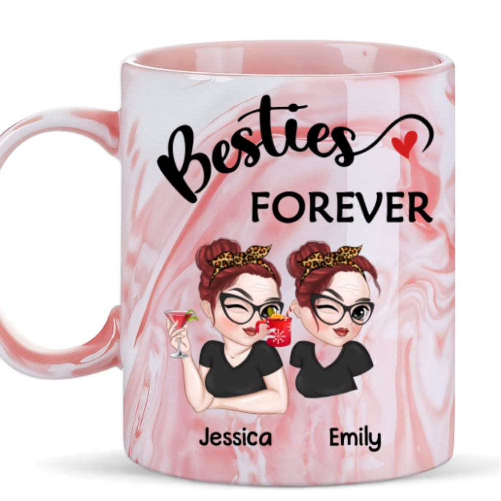 Besties forever - Personalized Custom Pink Marble Mug