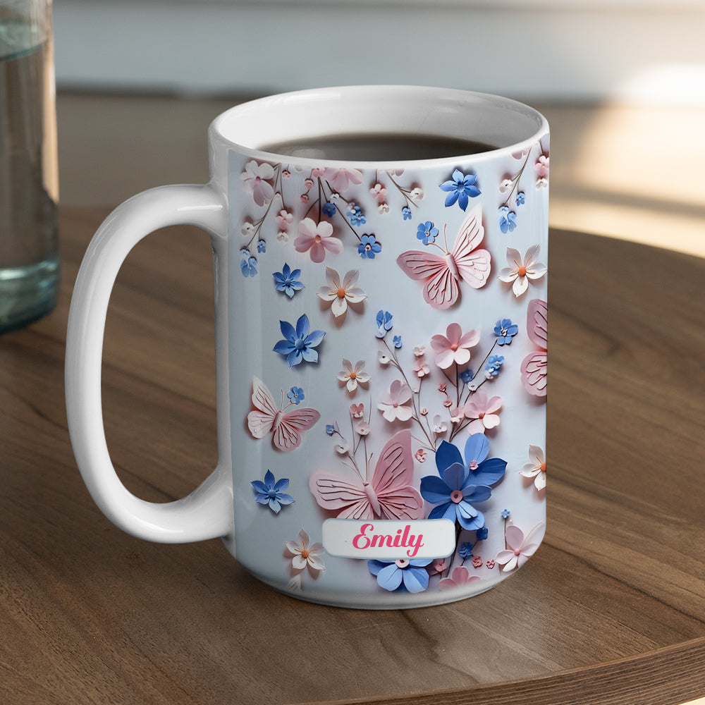 Butterfly With Flower - Personalized Custom 3D Inflated Effect Mug
