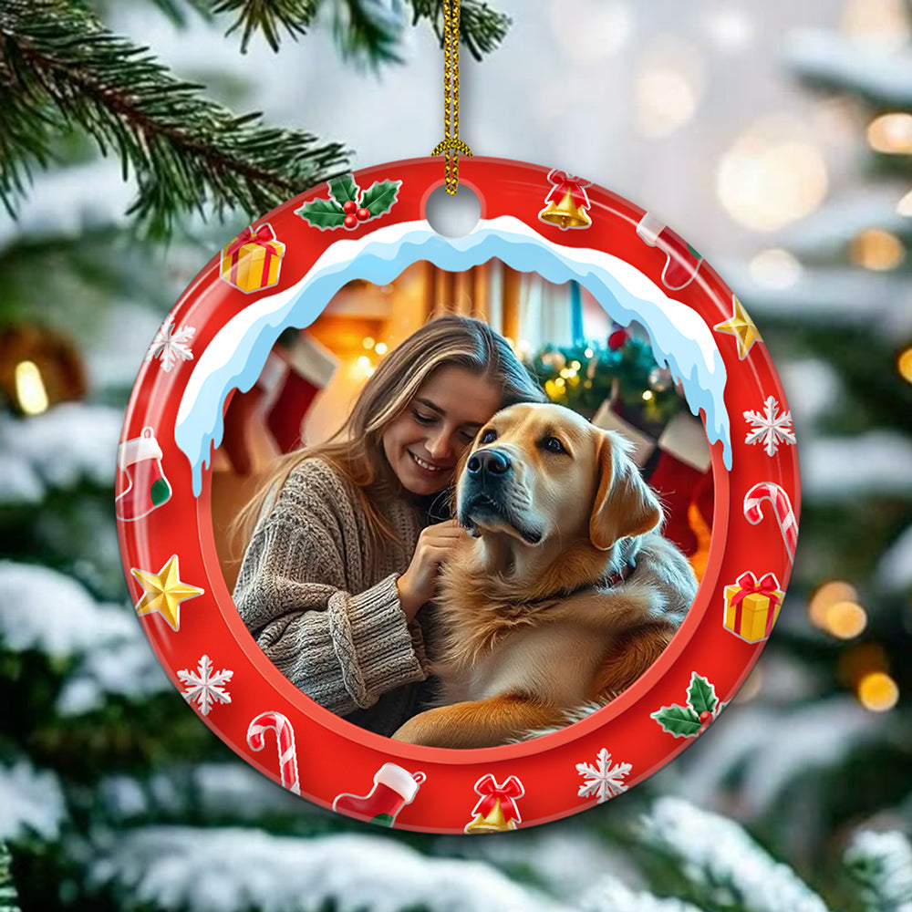 Under The Mistletoe Photo - Personalized Custom 3D Effect Ceramic Ornament