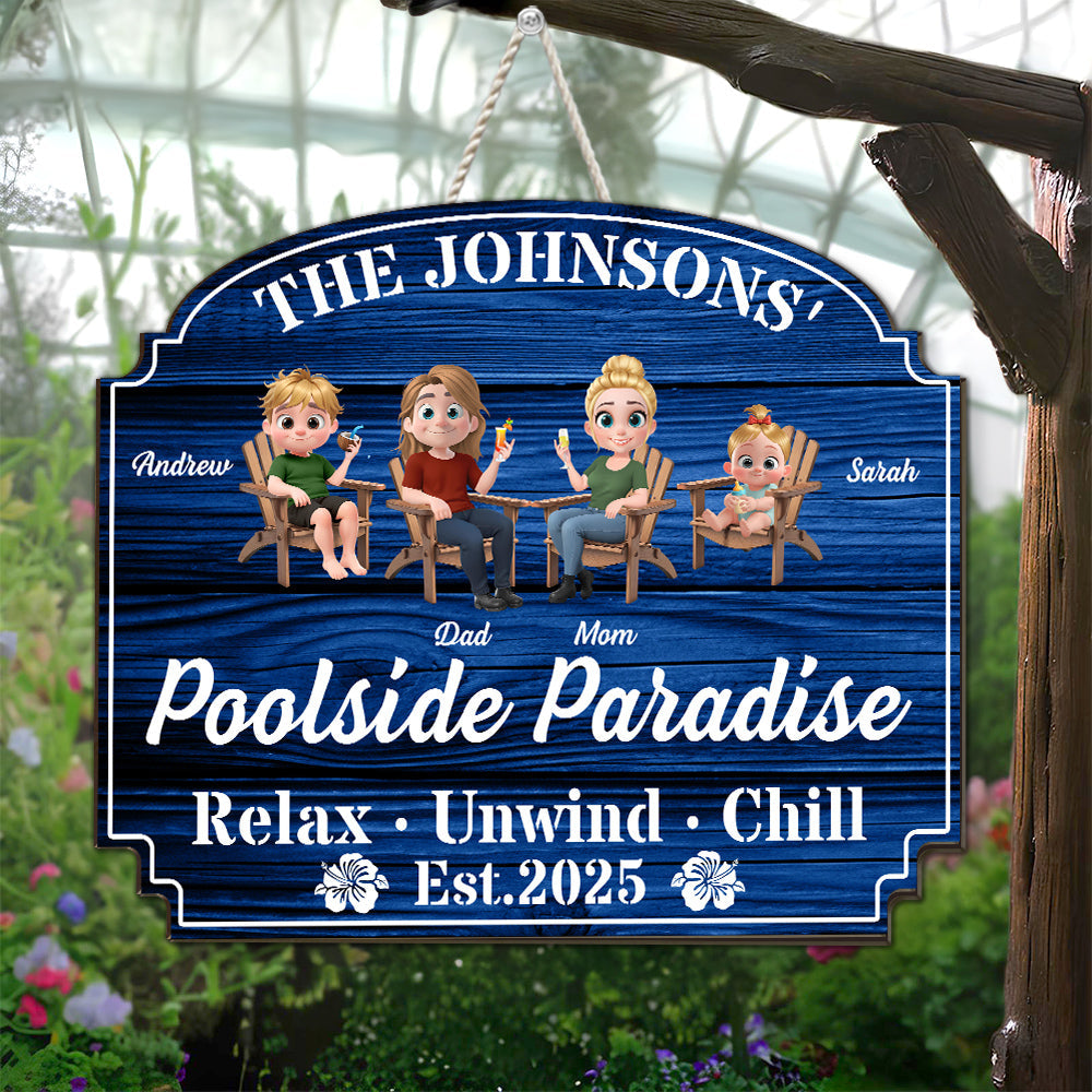 Our Poolside Paradise - Personalized Custom Wood Sign