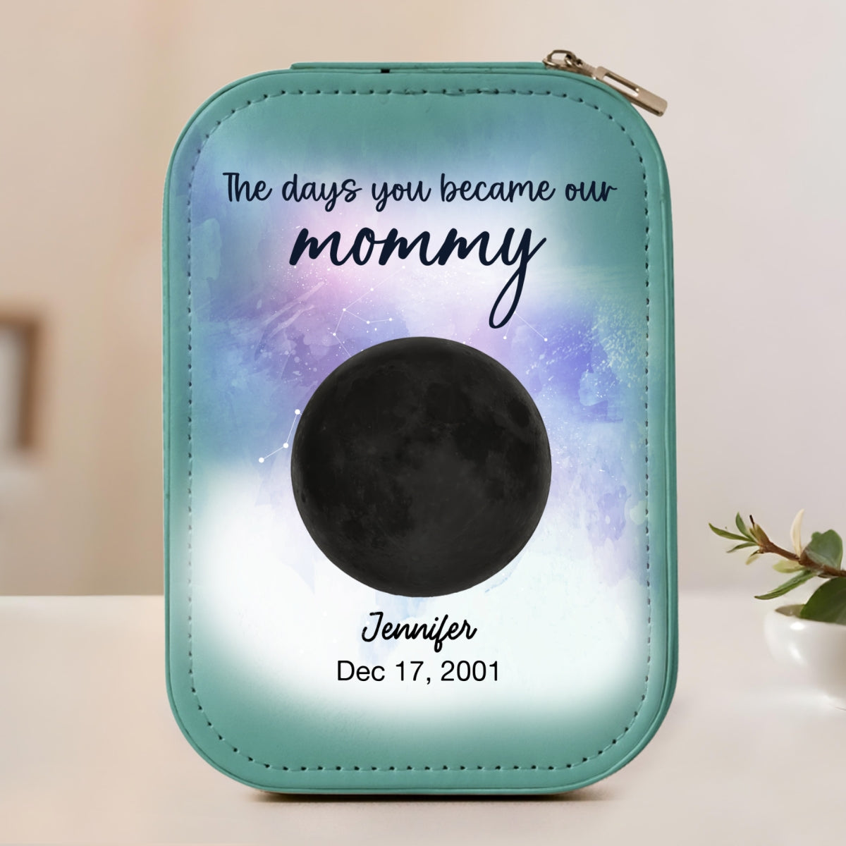 The Days You Became Our Mommy - Personalized Custom Jewelry Box With LED Mirror