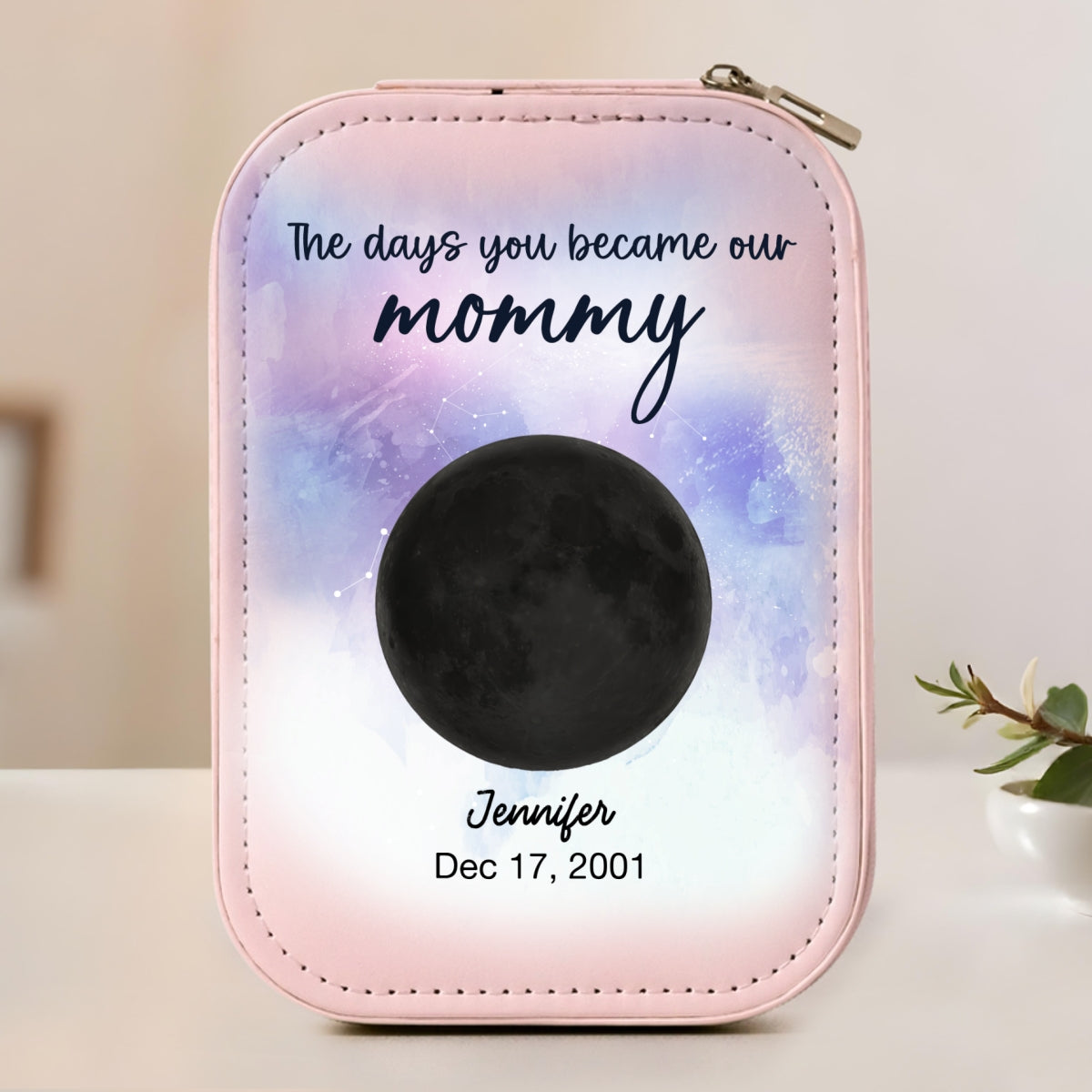 The Days You Became Our Mommy - Personalized Custom Jewelry Box With LED Mirror