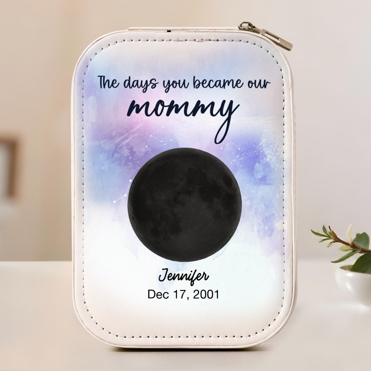 The Days You Became Our Mommy - Personalized Custom Jewelry Box With LED Mirror