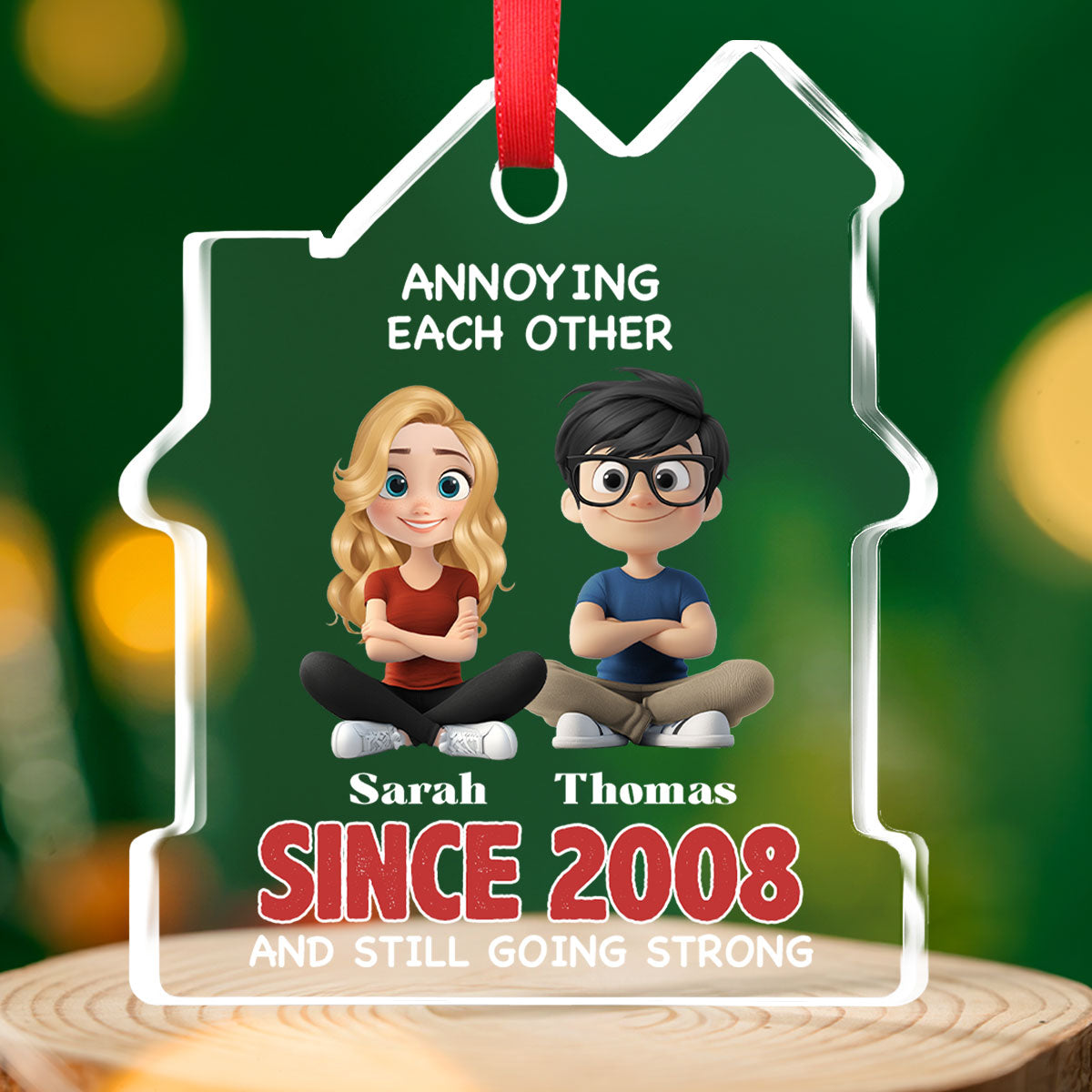 Together Forever - Personalized Custom House Shaped Glass Ornament