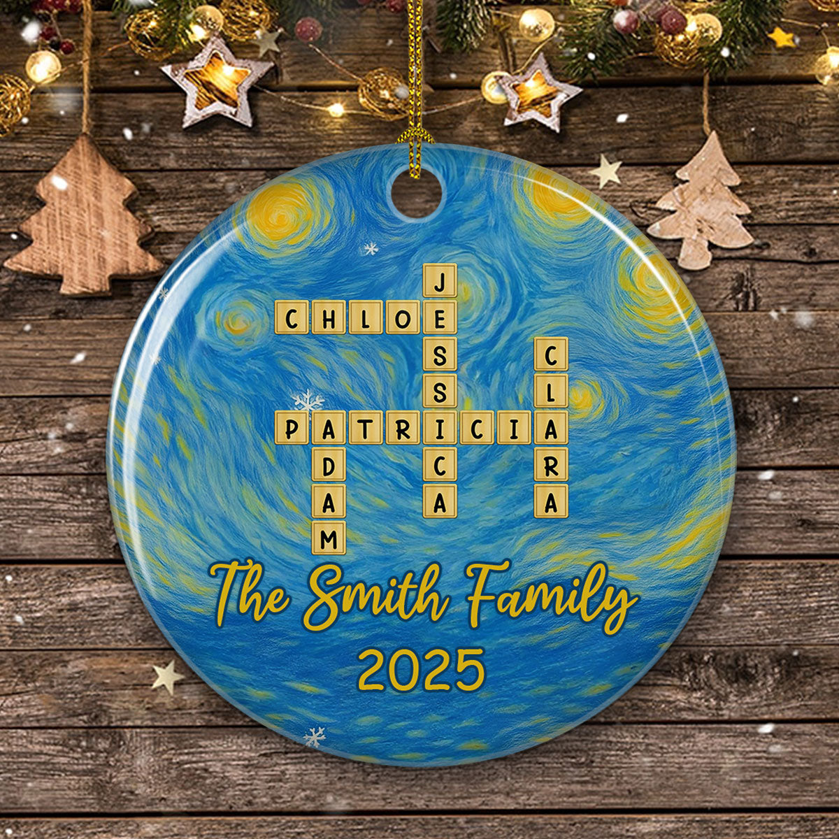 Joyful Family Christmas - Personalized Custom Ceramic Ornament