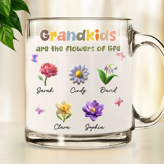 Grandkids Are The Flowers Of Life - Personalized Custom Glass Mug
