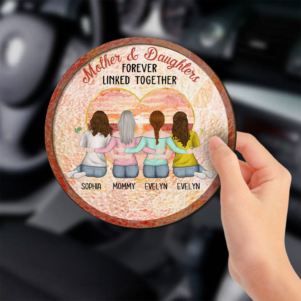 Mother And Daughters Forever Linked Together - Personalized Custom Car Visor Clip