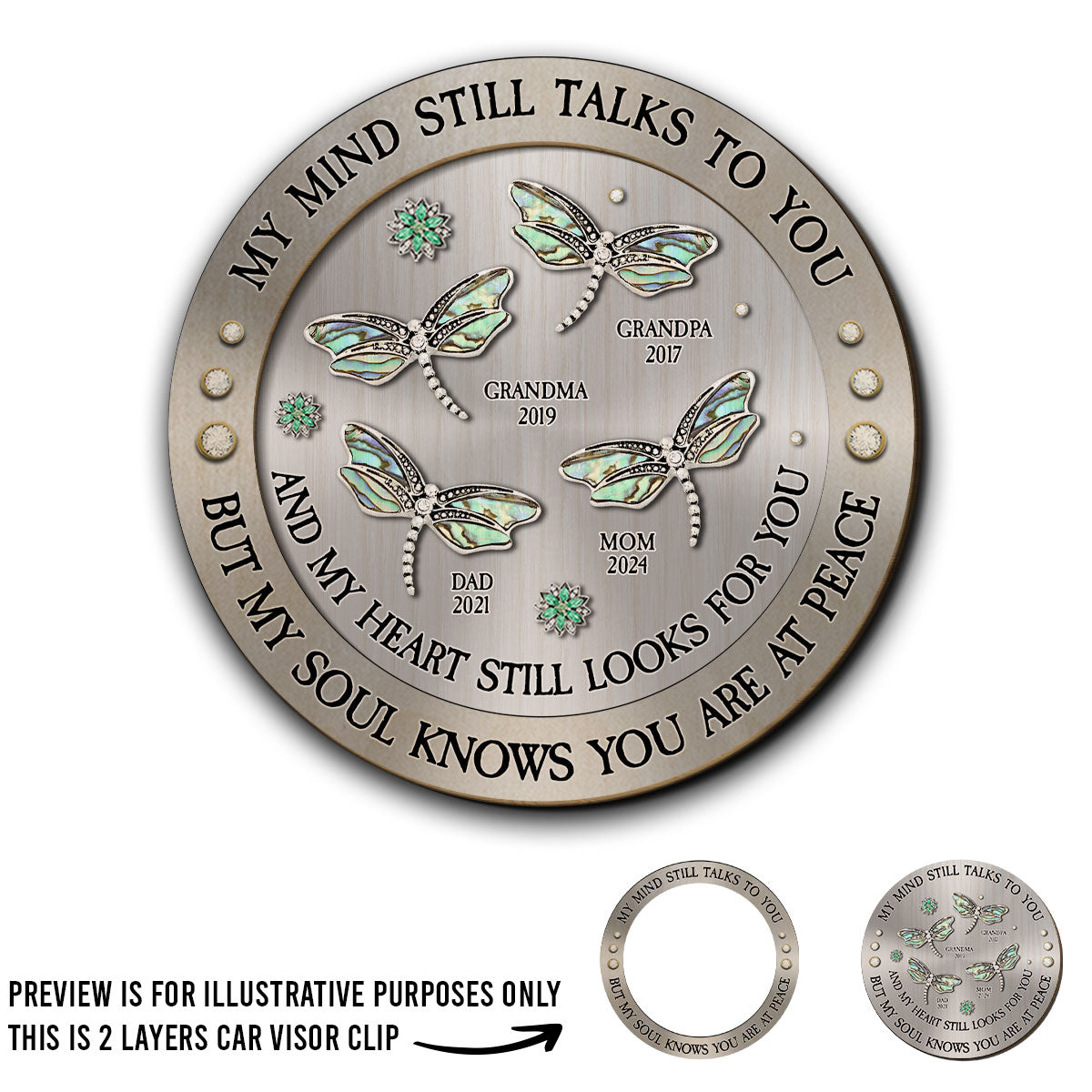 Dragonfly My Mind My Heart My Soul Ver 2 - Personalized Custom Car Visor Clip