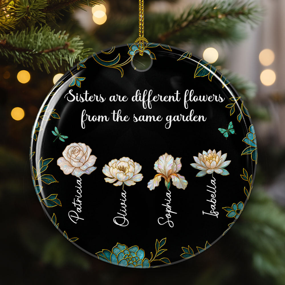 Merry With Sisters - Personalized Custom Ceramic Ornament
