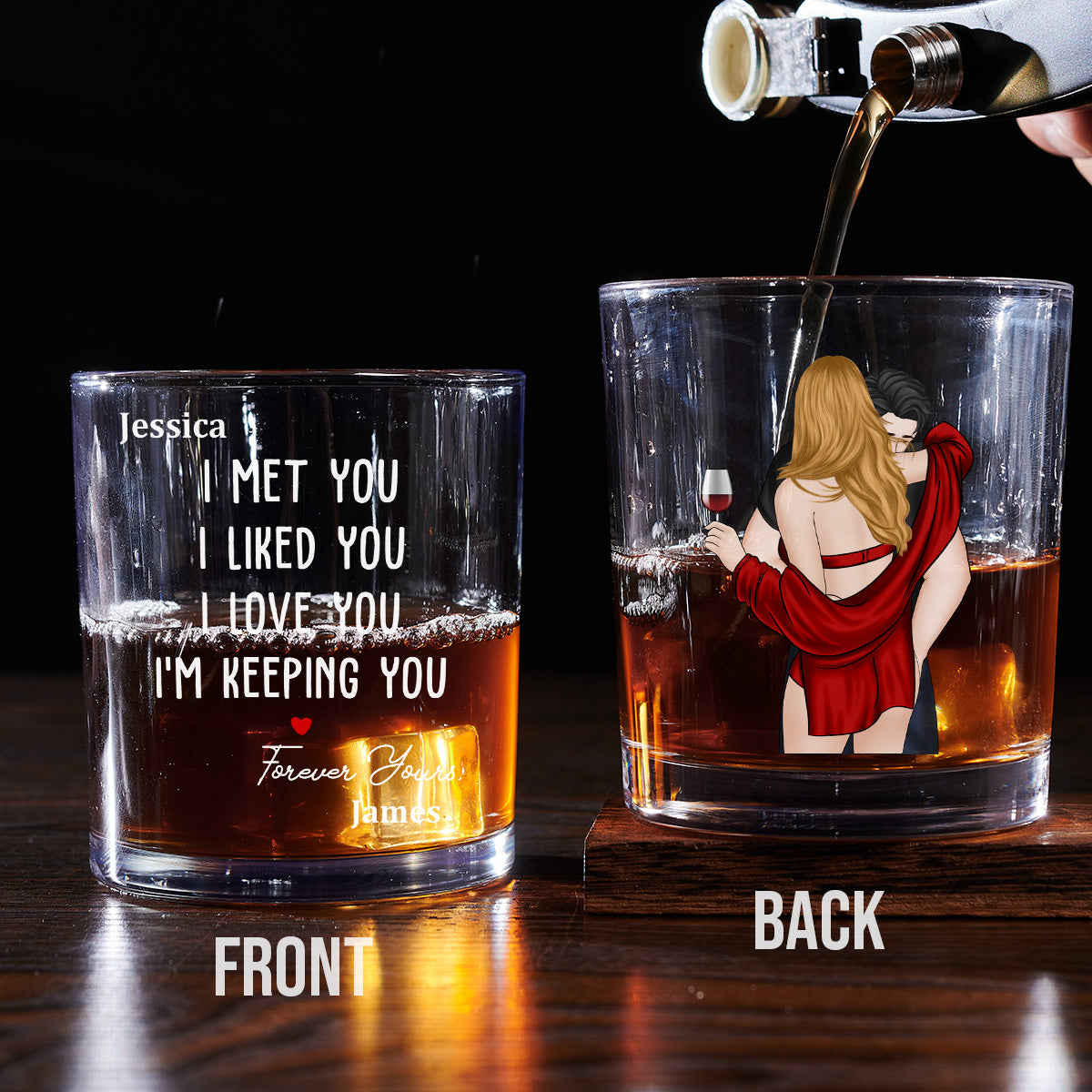 I Knew I Belonged To You - Personalized Custom Whiskey Glass