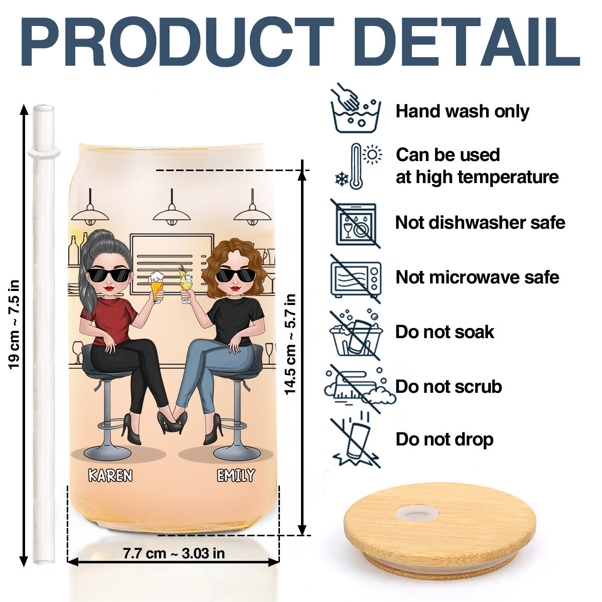 Because Of You I Laugh A Little Harder - Personalized Custom Ombre Frosted Glass Can