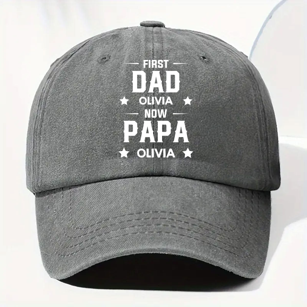 First Dad Now Grandpa - Personalized Custom Vintage Washed Denim Cap