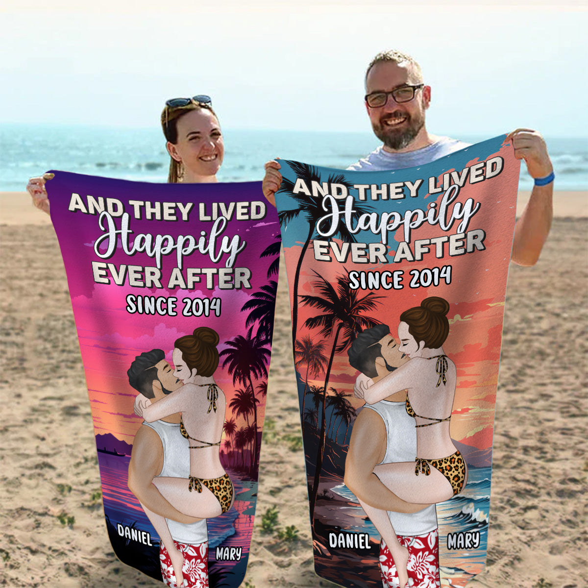 And They Lived Happily Ever After - Personalized Custom Beach Towel