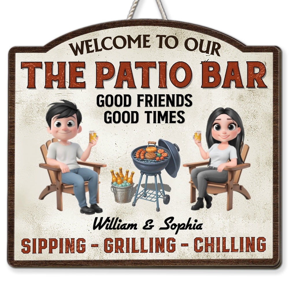 Welcome To Our Patio - Personalized Custom Wood Sign