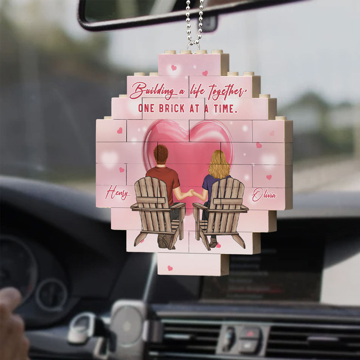 One Brick At A Time- Personalized Custom Puzzle Car Ornament