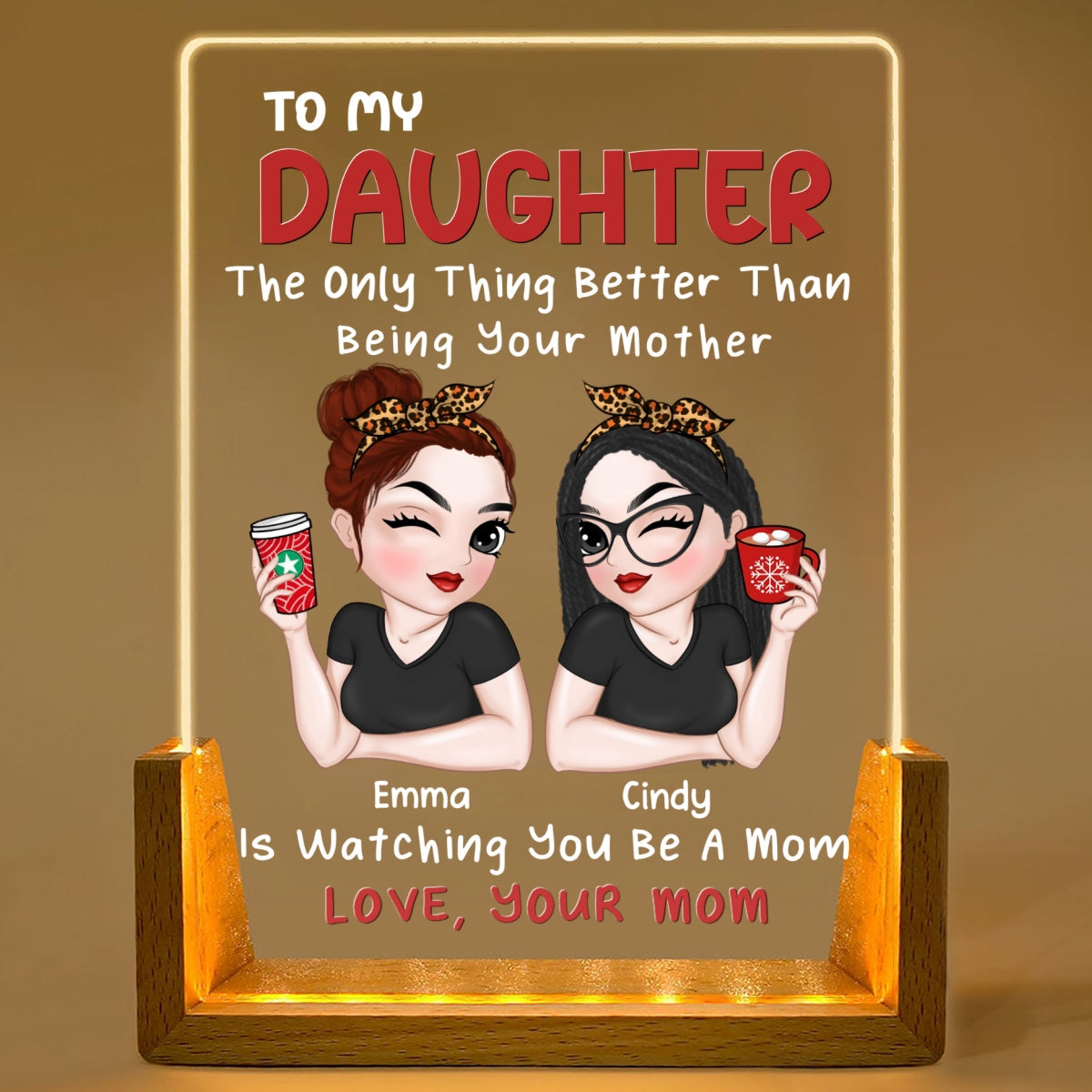 Lovely Daughter - Personalized Custom Plaque With Walnut Base