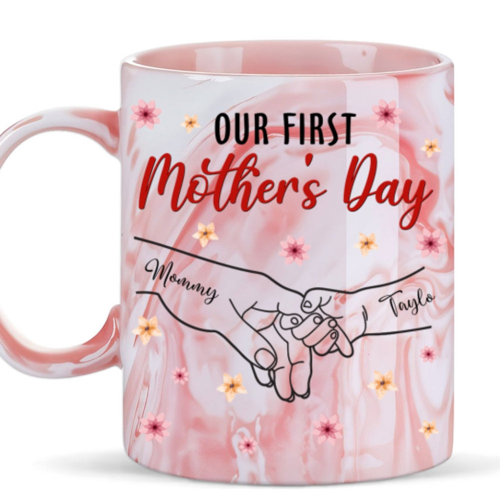 Our First Time - Personalized Custom Pink Marble Mug