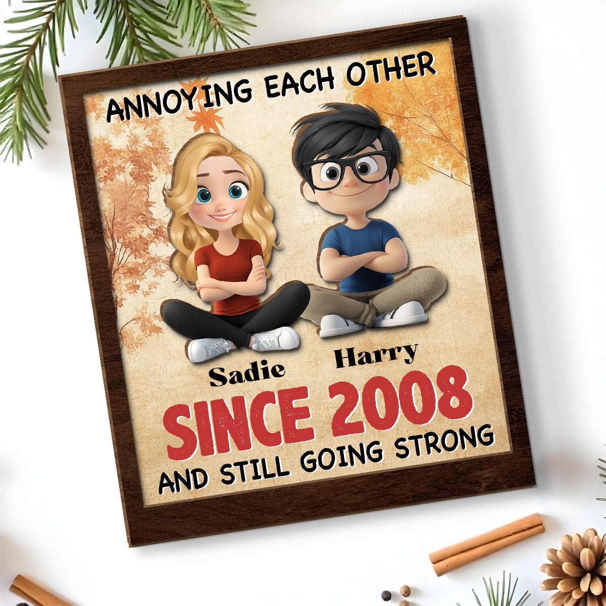 Together Forever - Personalized Custom 2-Layer Wood Plaque With Flat Base