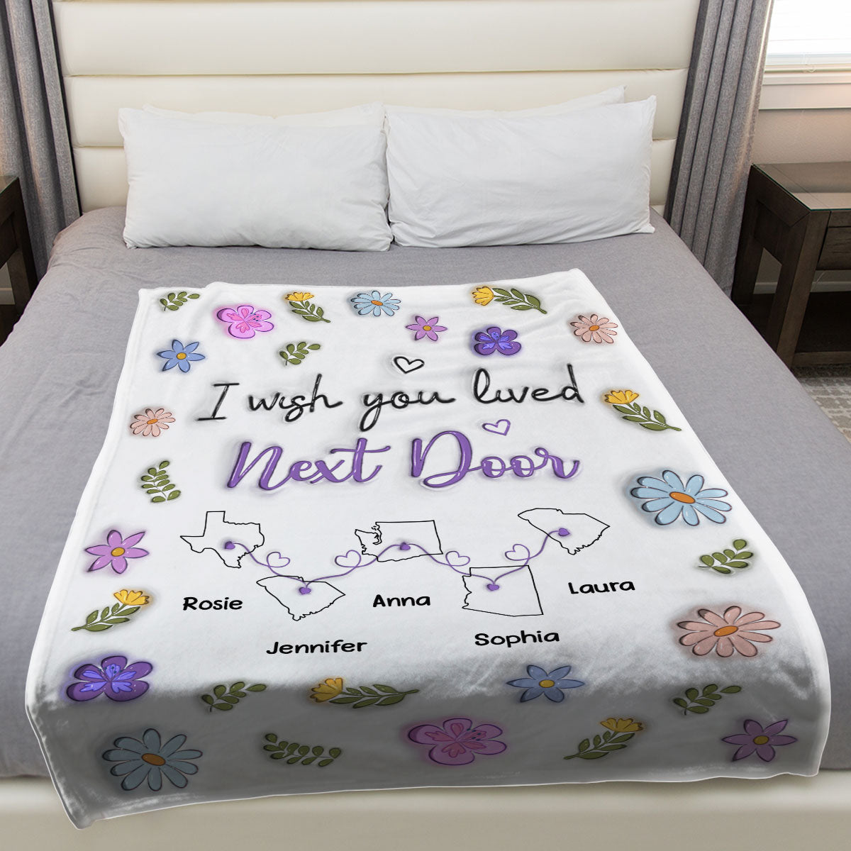 I Wish We Lived Closer - Personalized Custom Fleece Blanket