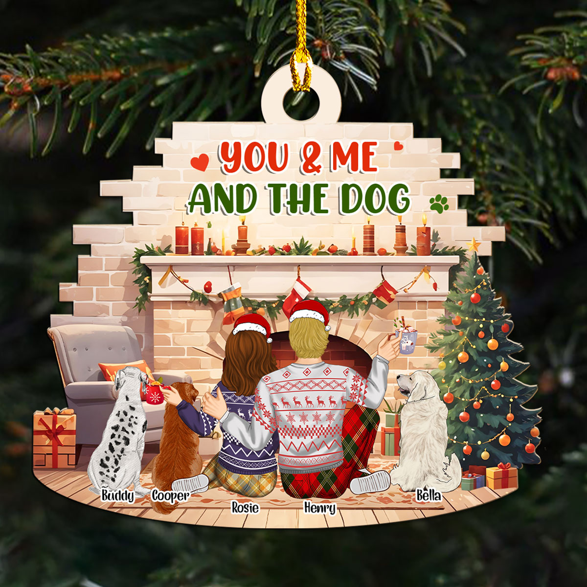 You Me Our Dogs Family - Personalized Custom Wood Ornament