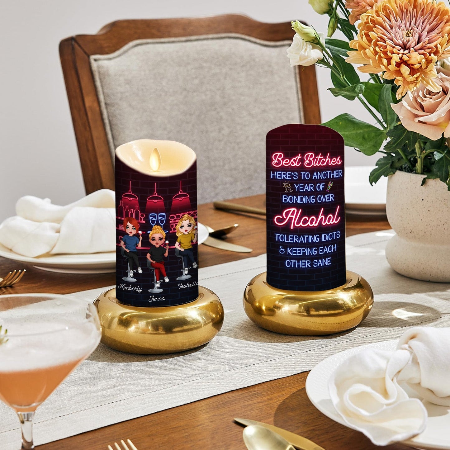 Alcohol Best Friends - Personalized Custom LED Candle
