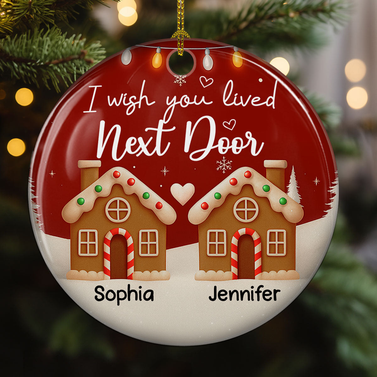 I Wish We Lived Much Closer - Personalized Custom 3D Effect Ceramic Ornament