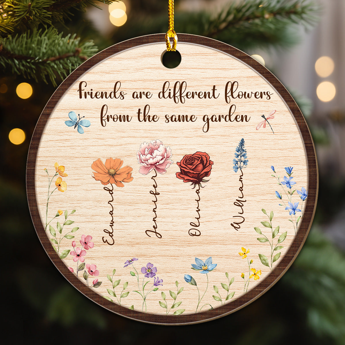 Sisters Are Different Blooms  - Personalized Custom Wood Ornament