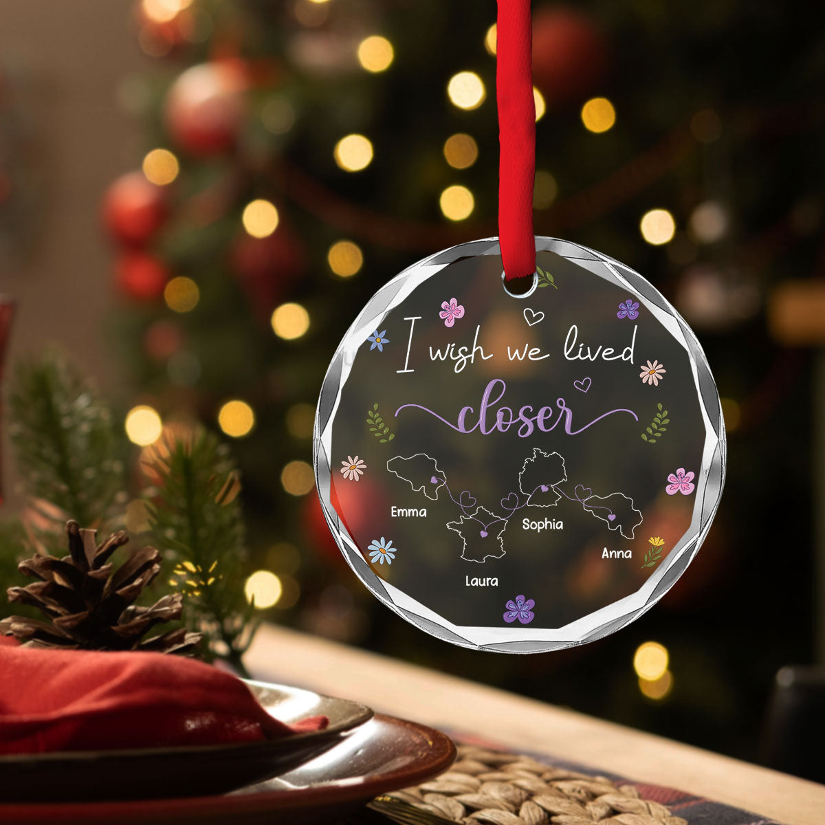 I Wish We Lived Closer Country Version - Personalized Custom Glass Ornament