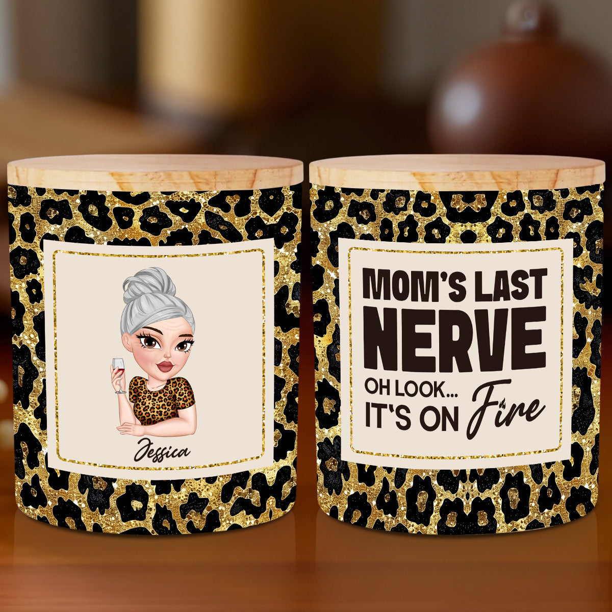Mom Last Nerve - Personalized Custom Glass Jar With LED Candle