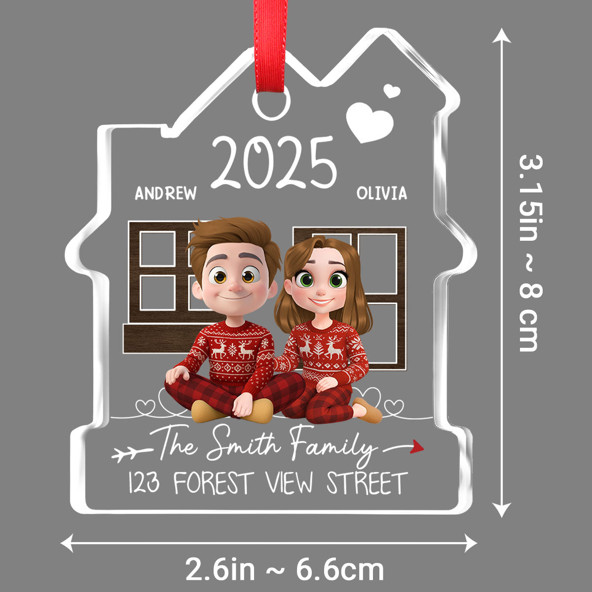 New Home Address - Personalized Custom House Shaped Glass Ornament