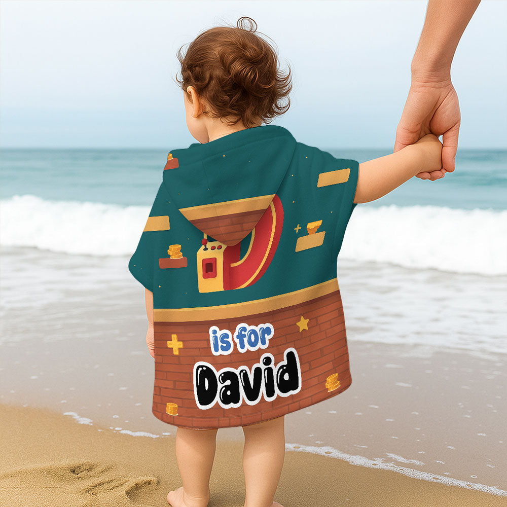 Alphabet Game Cartoon - Personalized Custom Hooded Beach Towel