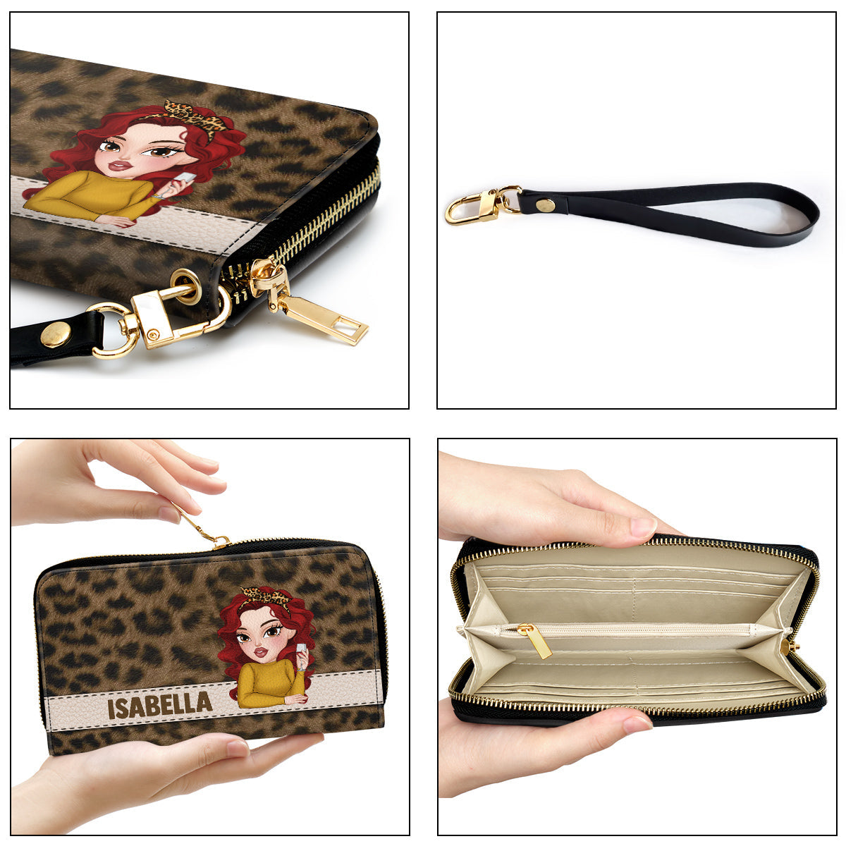 Custom Name Leopard - Personalized Custom Leather Wallet