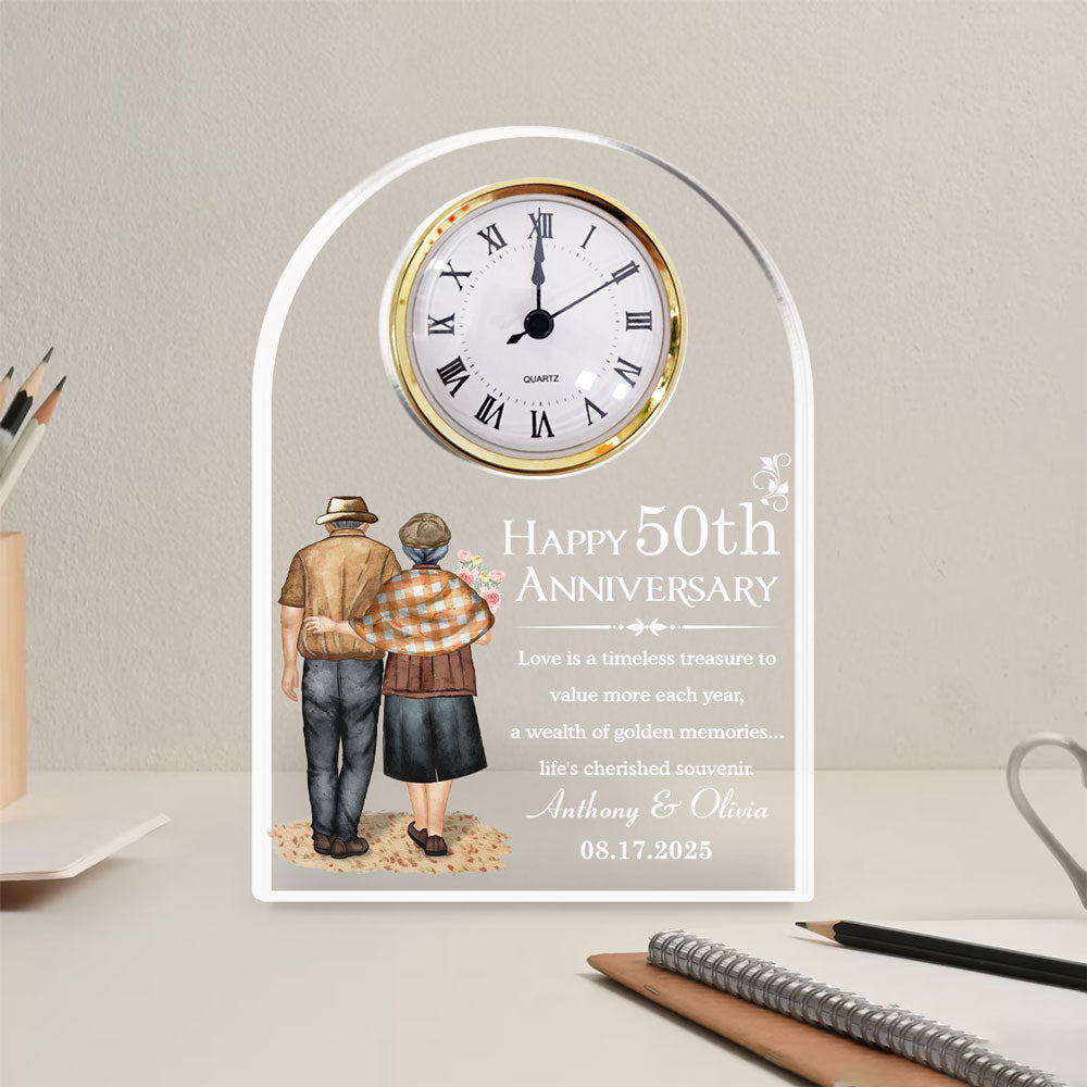 Happy Anniversary - Personalized Custom Acrylic Desk Clock Plaque
