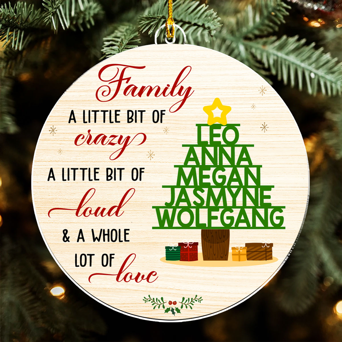 Family A Little Bit Crazy - Personalized Custom Acrylic Ornament