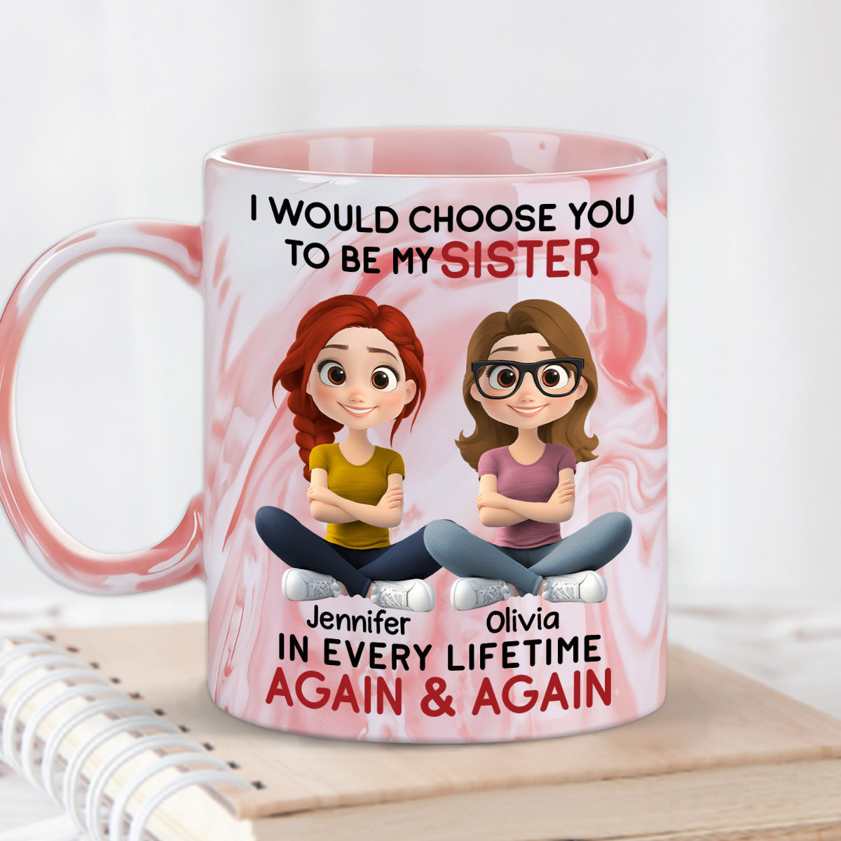 Choose You - Personalized Custom Pink Marble Mug