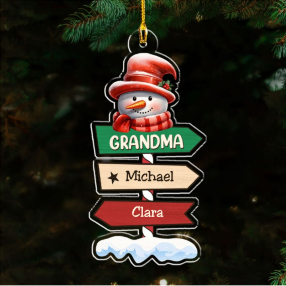 Grandma Pole Sign Christmas - Personalized Custom Acrylic Ornament