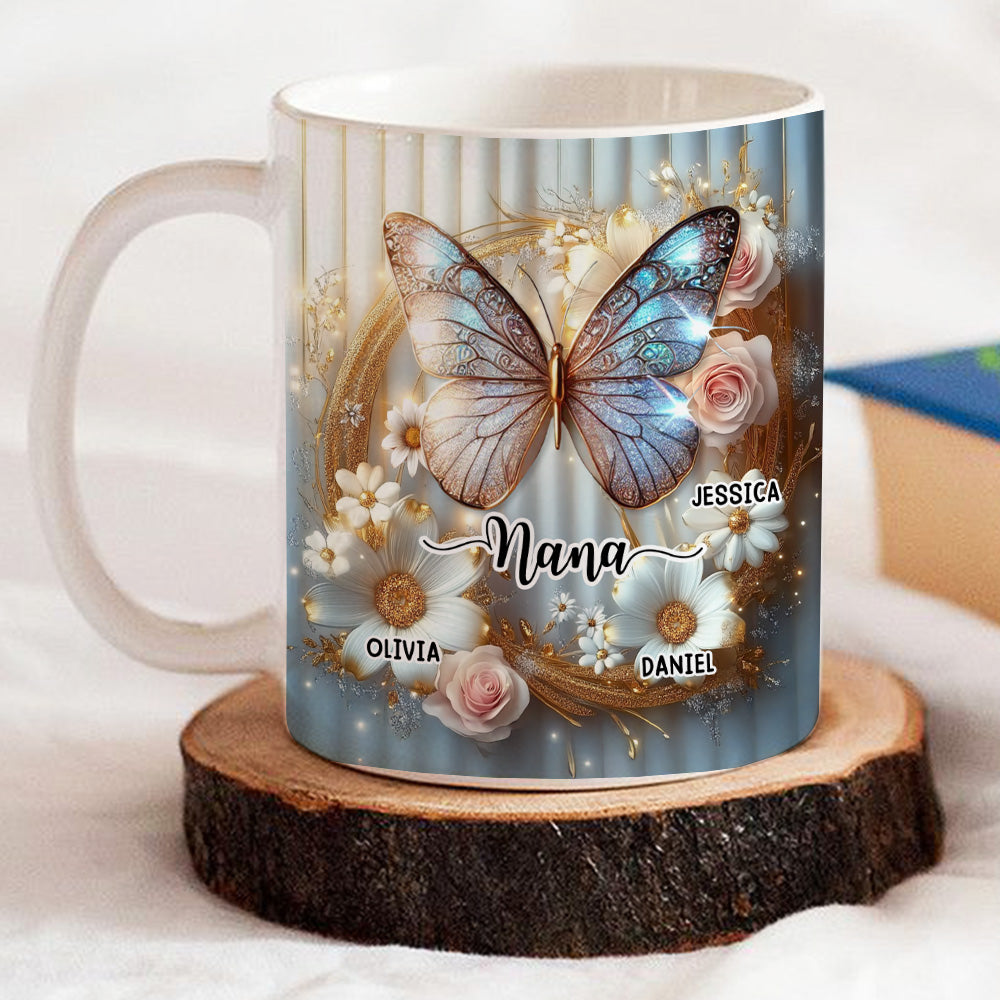 Grandma And Grandkids Beautiful - Personalized Custom 3D Effect Coffee Mug