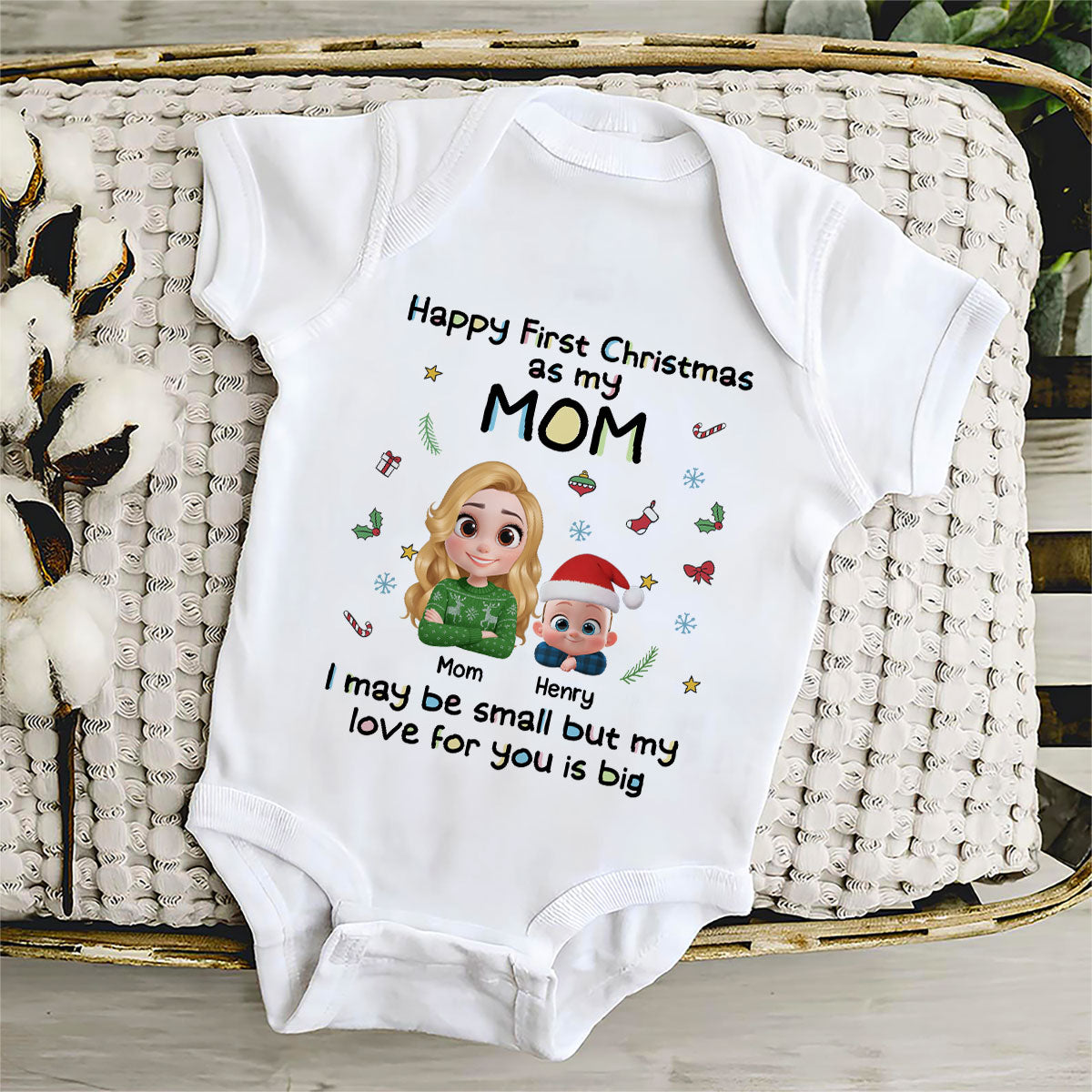 First Christmas With Mom - Personalized Custom Baby Onesie