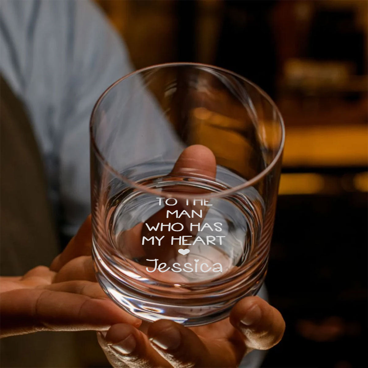 Who Has My Heart - Personalized Custom Engraved Whiskey Glass