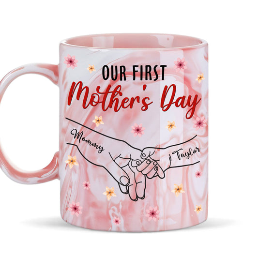 Our First Time - Personalized Custom Pink Marble Mug