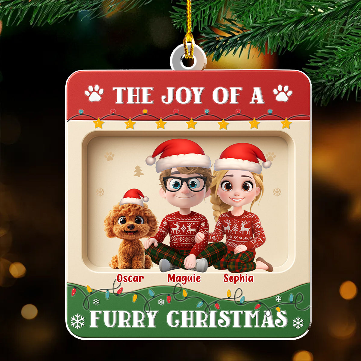 Furry Christmas - Personalized Custom 3D Effect Acrylic Ornament