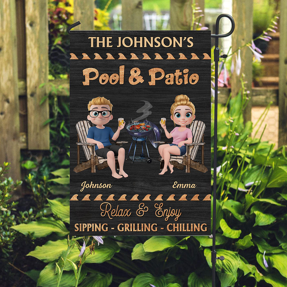 Pool And Patio Sipping Chilling - Personalized Custom Flag