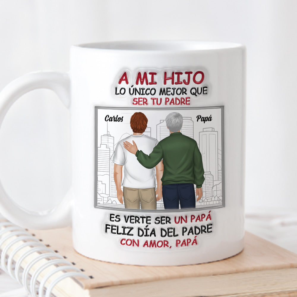 De Hijo A Gran Papá - Taza Personalizada con Efecto 3D Inflado
