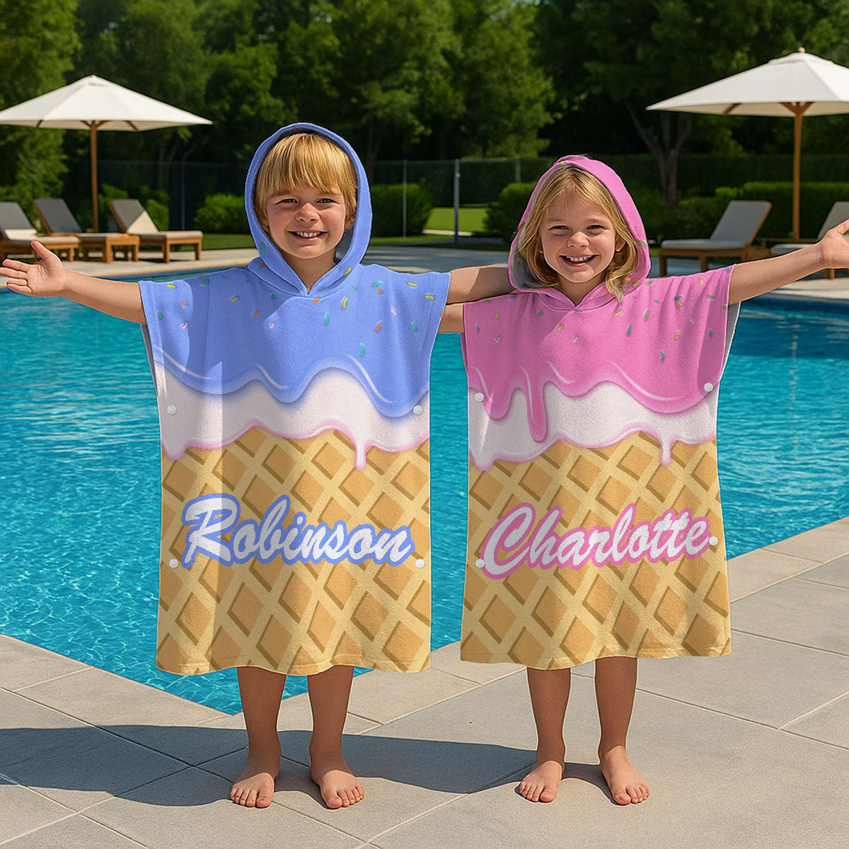 Ice Cream - Personalized Custom Hooded Beach Towel