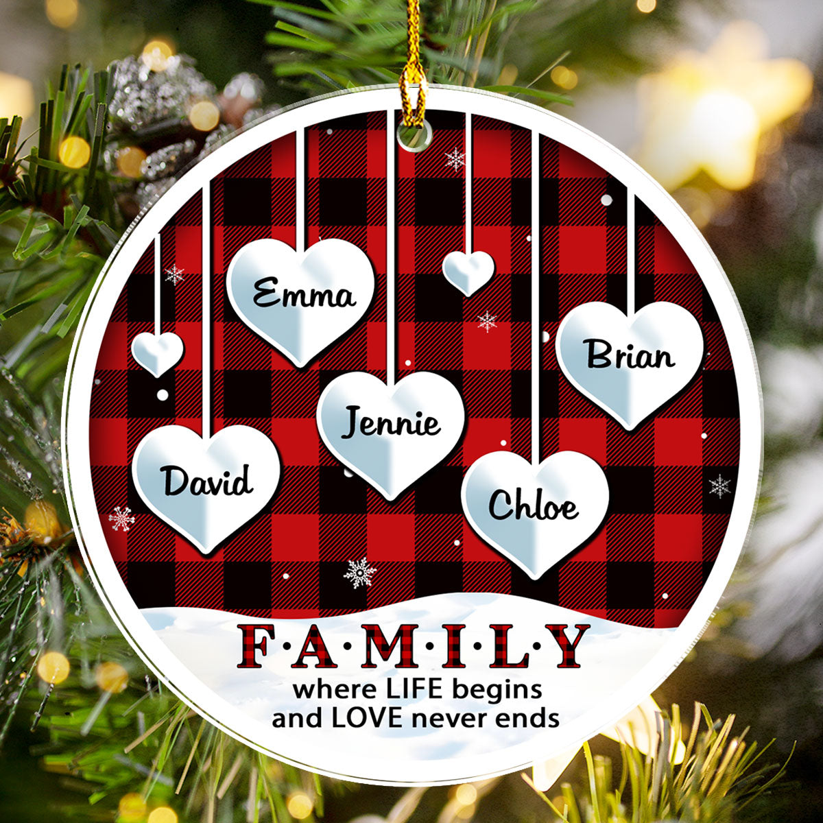 Family Where Life Begins - Personalized Custom Acrylic Ornament