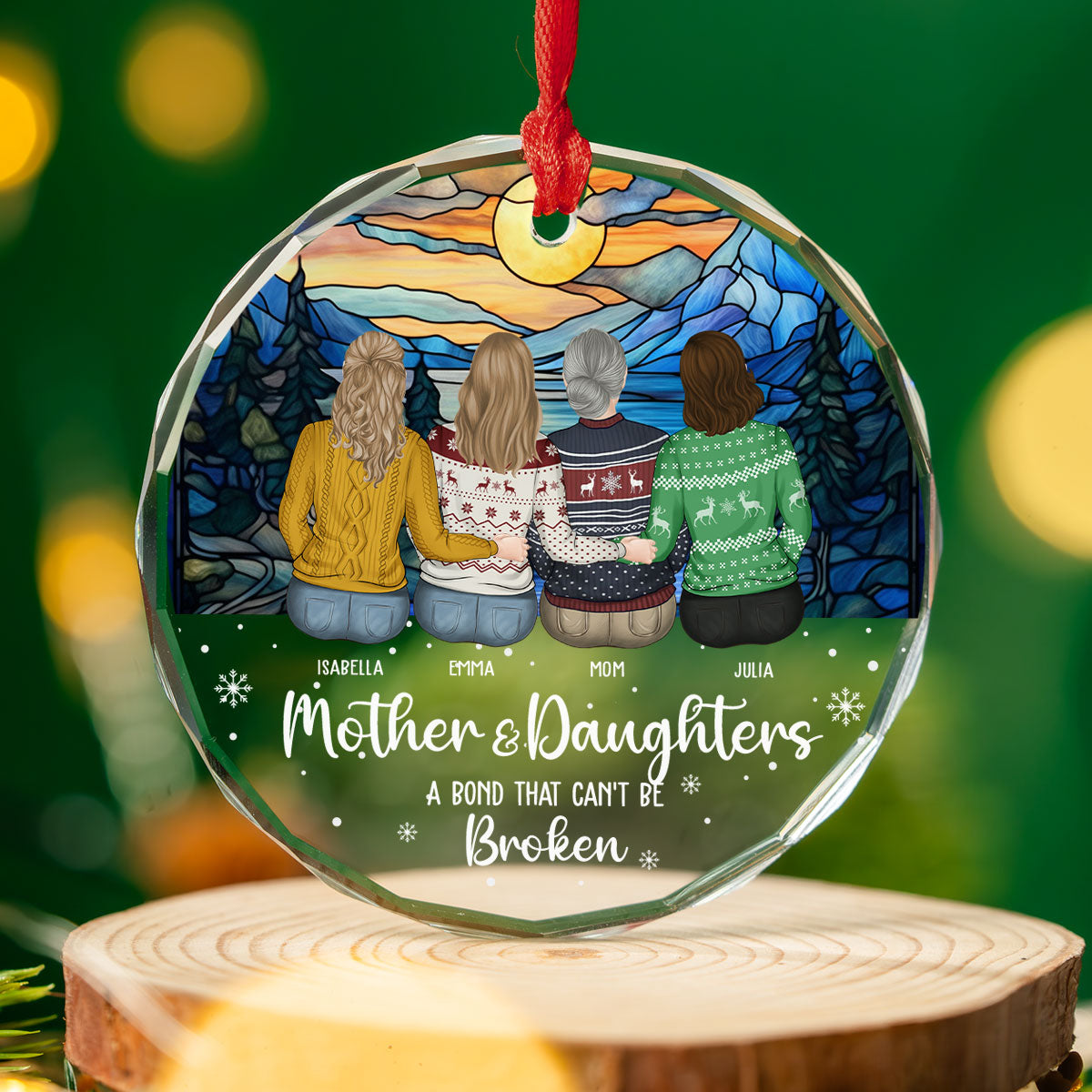 The Bond Between A Girl And Her Mom - Personalized Custom Glass Ornament