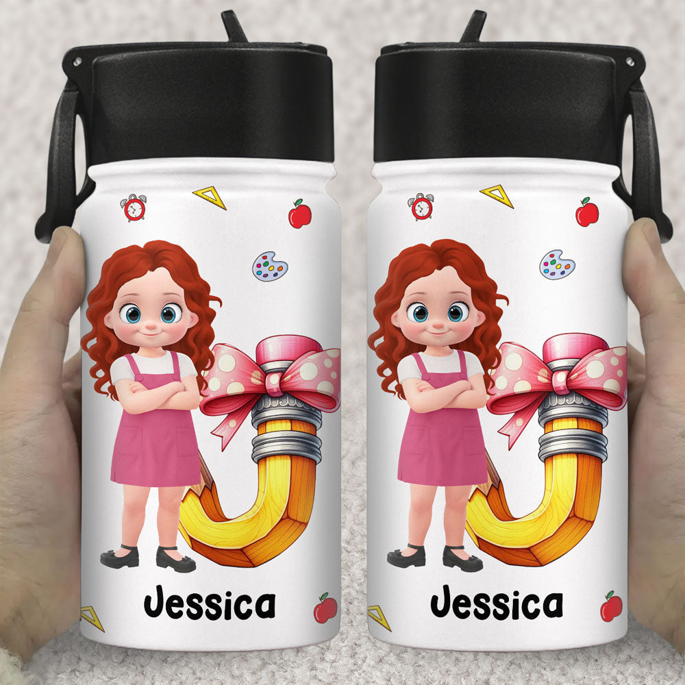 Alphabet Cartoonize - Personalized Custom 3D Inflated Effect Kids Water Bottle