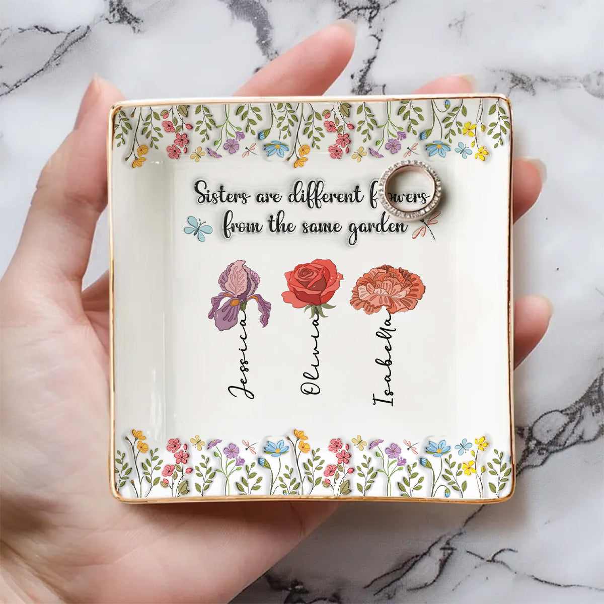 Our Sister Bond Grows Strong - Personalized Custom 3D Inflated Effect Jewelry Dish