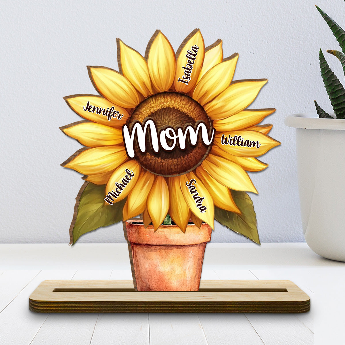 Grandma Sunflower - Personalized Custom 2-Layer Wood Plaque With Flat Base