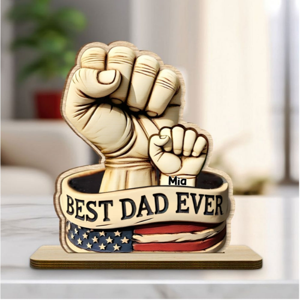 Best Daddy Ever - Personalized Custom 2-Layer Wood Plaque With Flat Base
